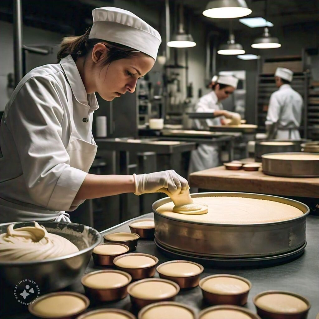 Folding Biscoff spread into the cheesecake filling