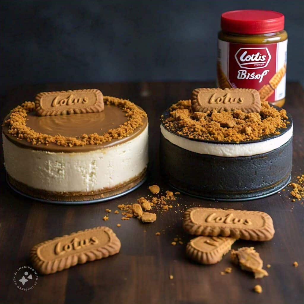 Decorated Lotus Biscoff cheesecake ready to serve