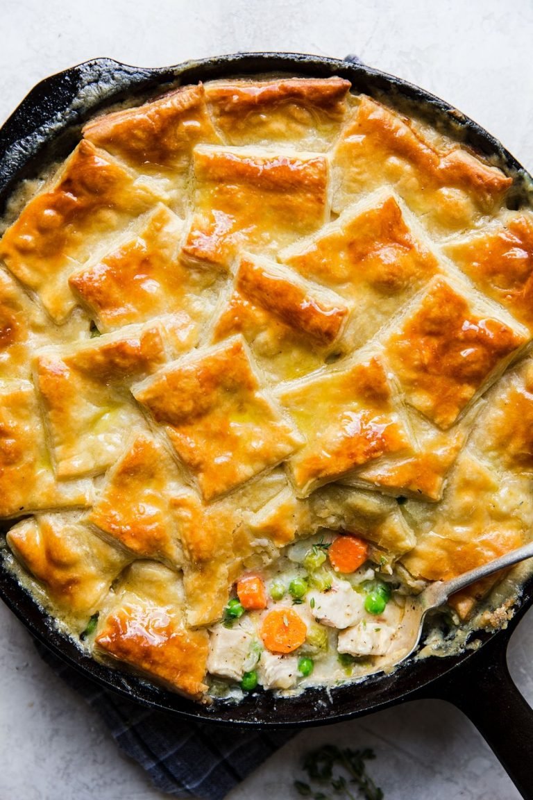 Creamy chicken pot pie with flaky crust