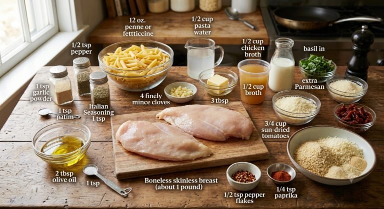 Creamy marry me chicken pasta with sun-dried tomatoes